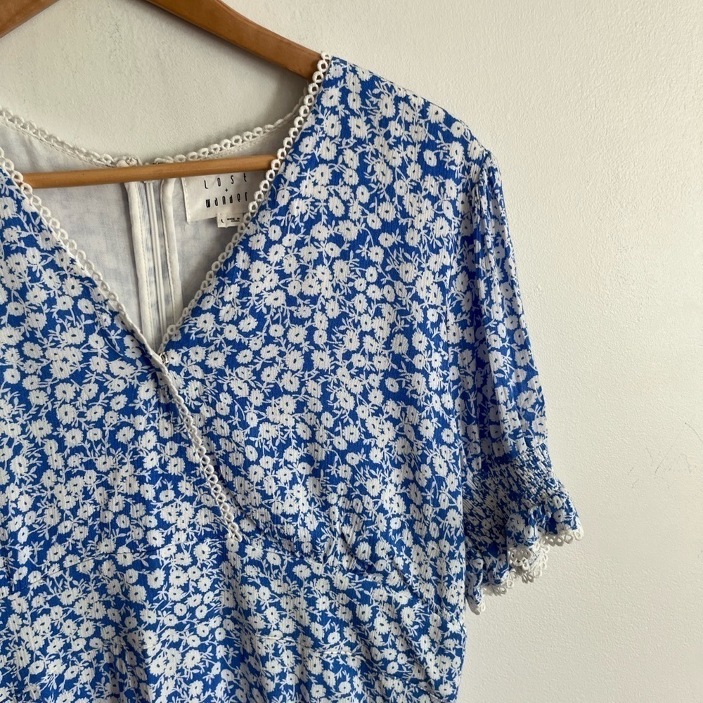 Lost + Wander Villa by the Sea Floral Picot Trim Peasant Minidress - Picture 6 of 9